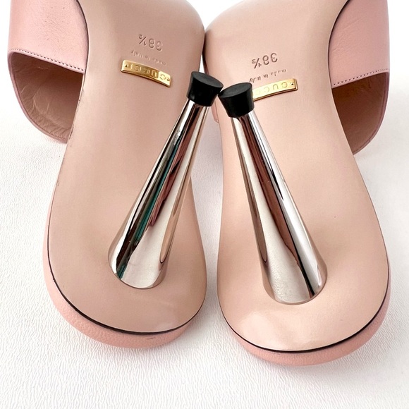 New GUCCI || Pink Blondie Mule Gold GG Interlocking Logo US 8.5 - Picture 14 of 16